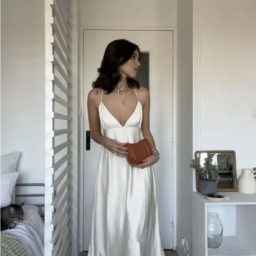 Meshki White Satin Maxi Dress